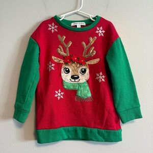 Celebrate Together Holiday Reindeer Kids Sweatshirt Red & Green Size 4 - 5